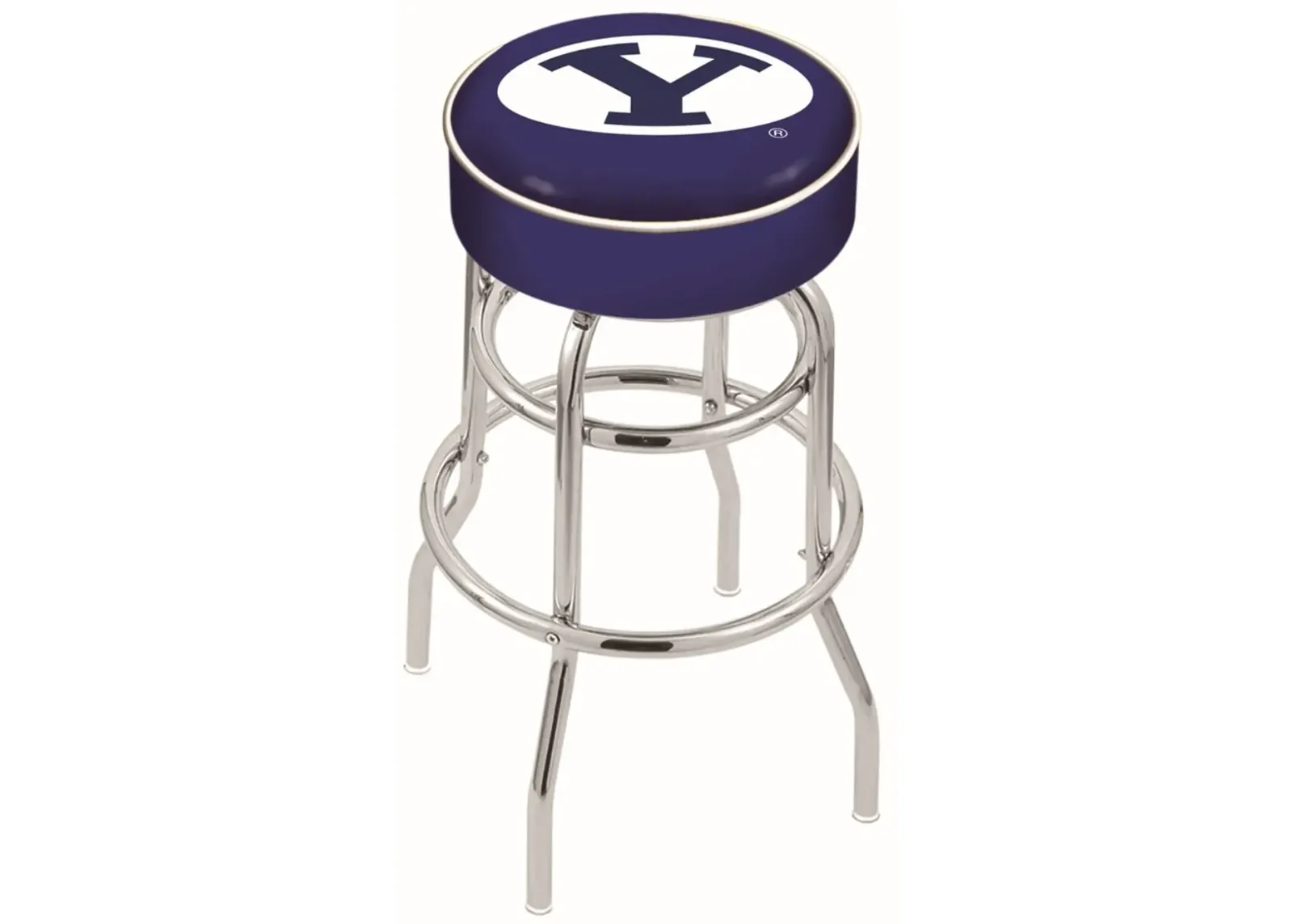 Chrome Double Ring Swivel Counter Height Stool - BYU