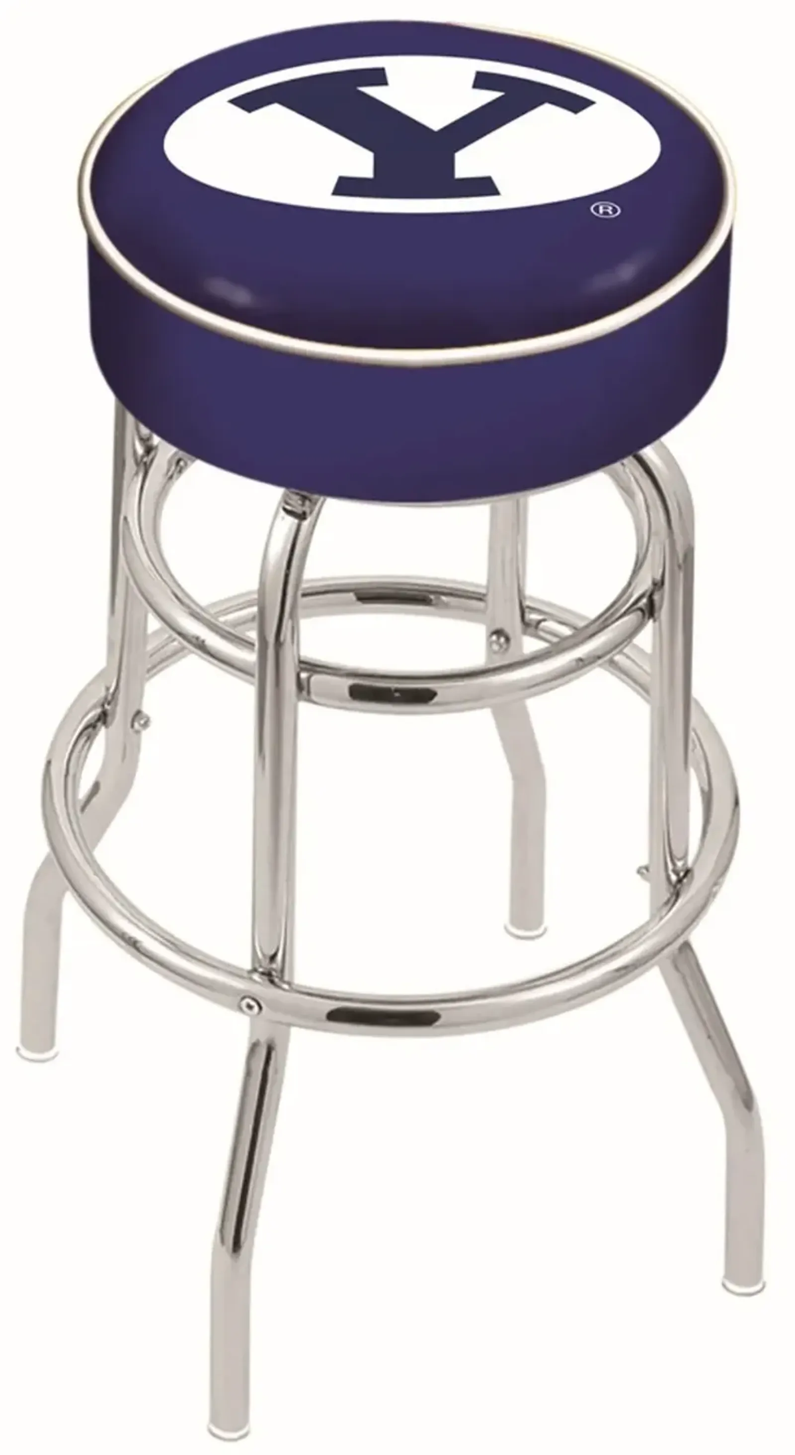 Chrome Double Ring Swivel Counter Height Stool - BYU