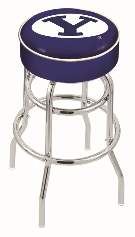 Chrome Double Ring Swivel Counter Height Stool - BYU