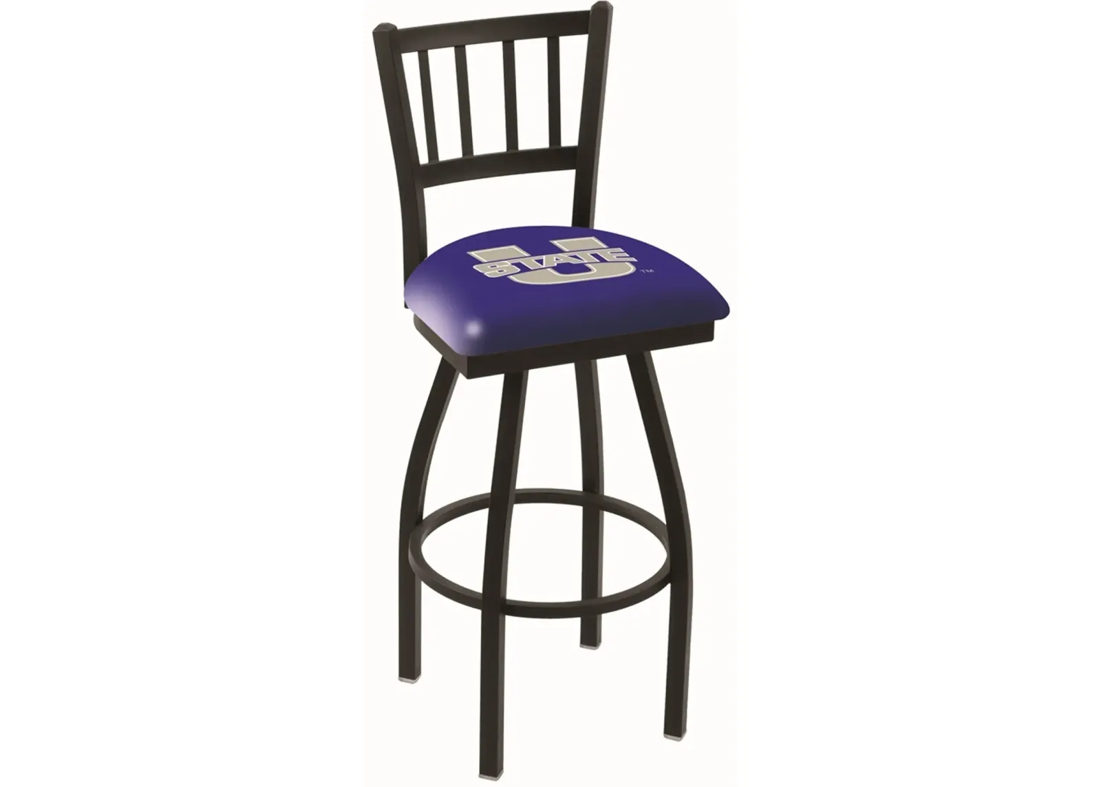 Black Slat Back Swivel Counter Height Stool - USU