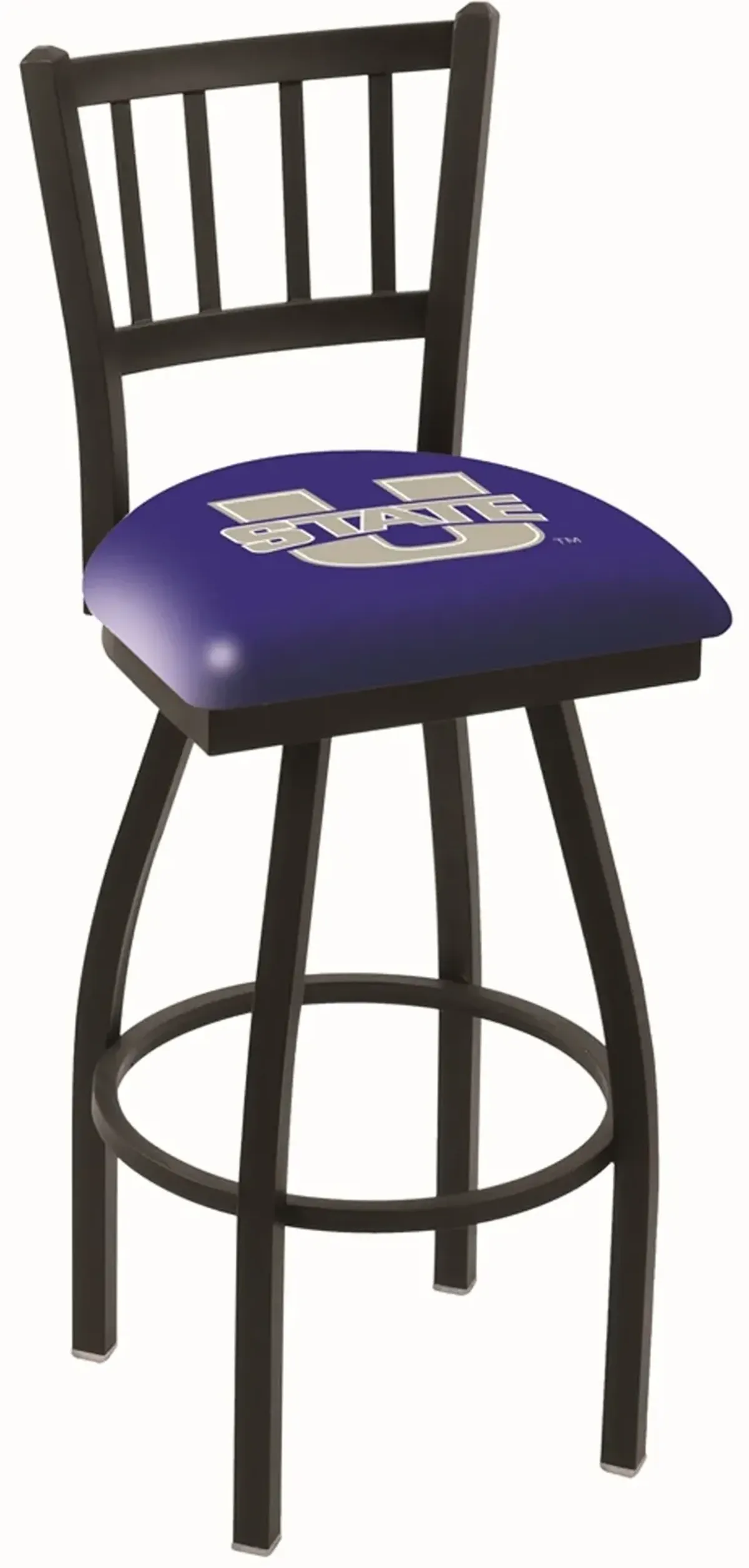 Black Slat Back Swivel Counter Height Stool - USU