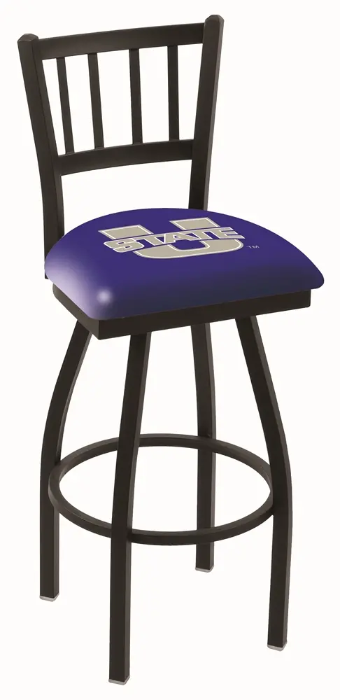 Black Slat Back Swivel Counter Height Stool - USU