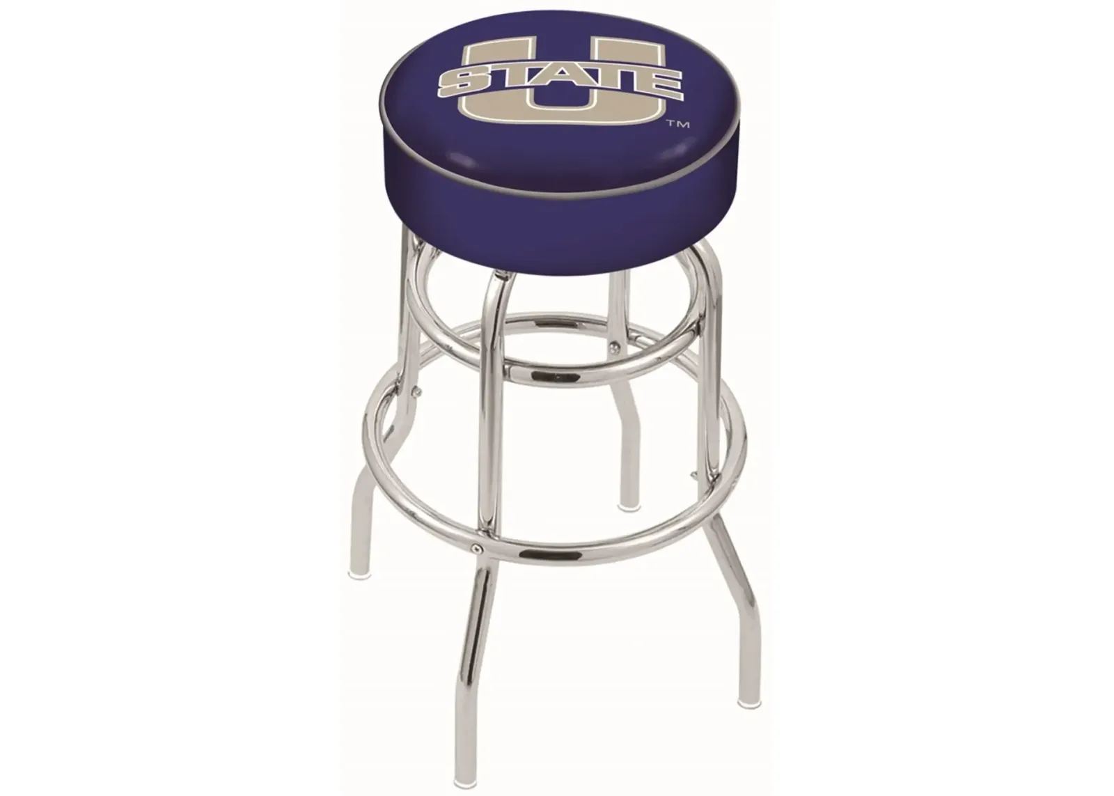 Chrome Double Ring Swivel Counter Height Stool - USU