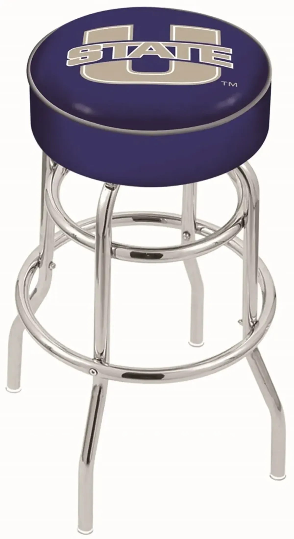 Chrome Double Ring Swivel Counter Height Stool - USU