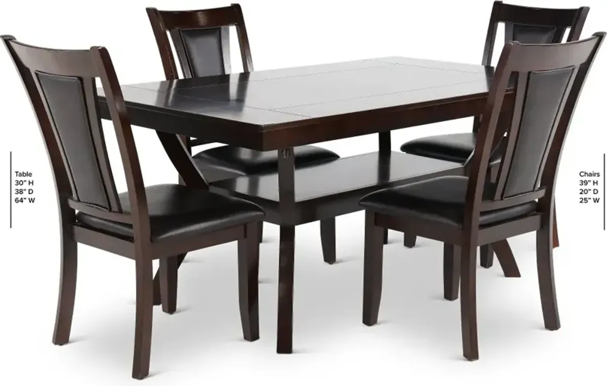 Brent Dark Cherry 5 Piece Dining Room Set