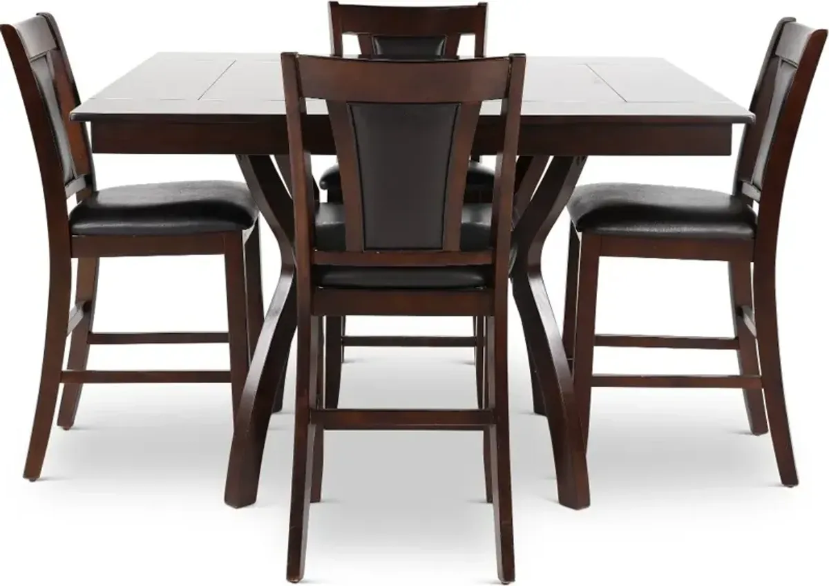 Brent Dark Cherry 5 Piece Counter Height Dining Room Set