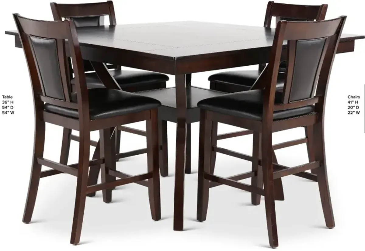 Brent Dark Cherry 5 Piece Counter Height Dining Room Set