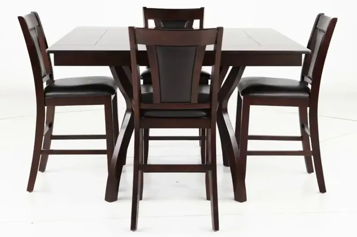 Brent Dark Cherry 5 Piece Counter Height Dining Room Set