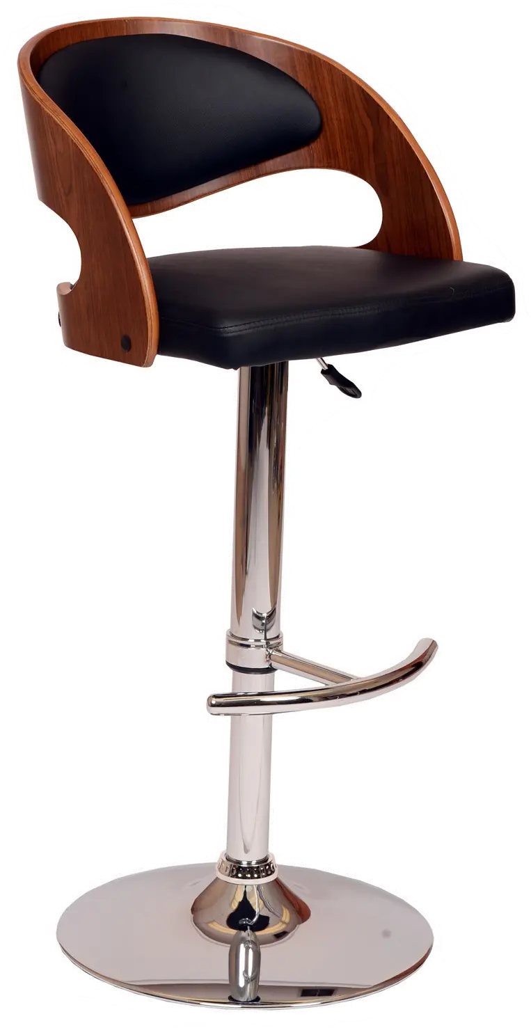 Malibu Black Walnut Swivel Adjustable Bar Stool