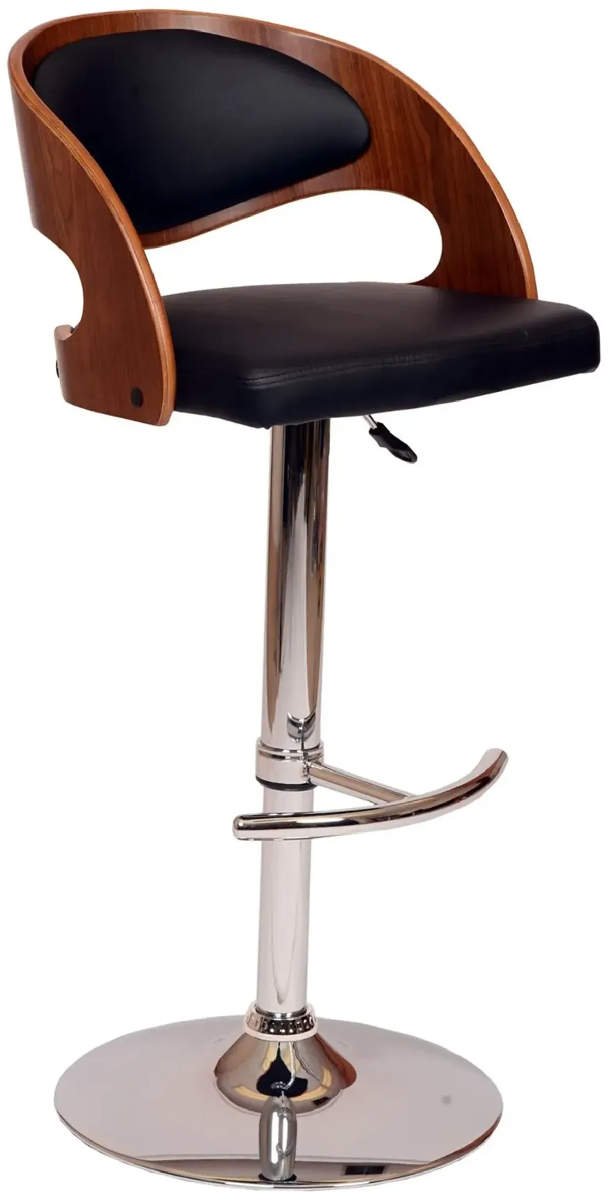 Malibu Black Walnut Swivel Adjustable Bar Stool