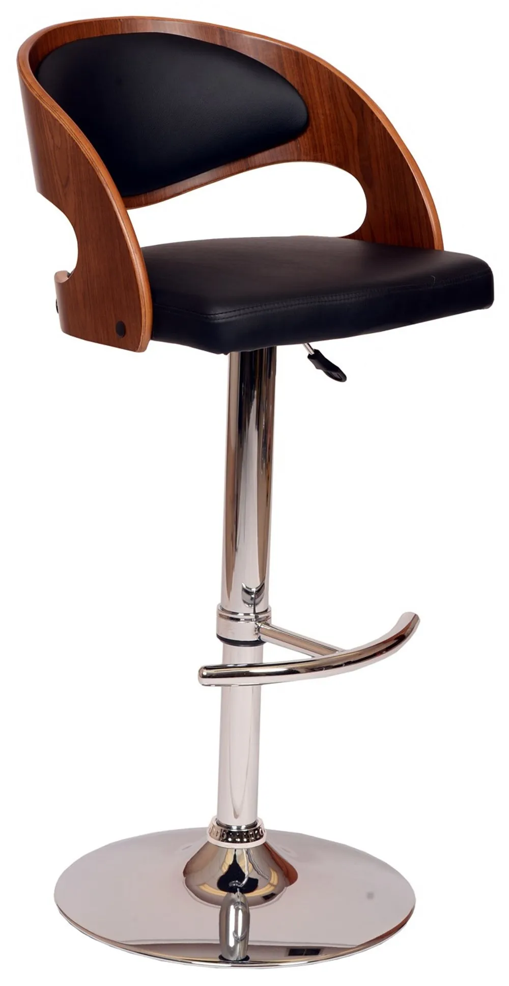 Malibu Black Walnut Swivel Adjustable Bar Stool