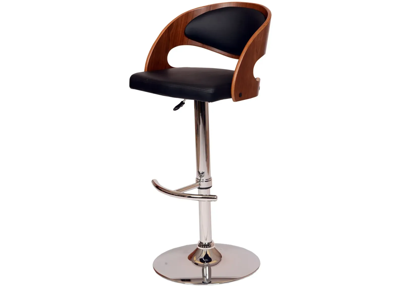 Malibu Black Walnut Swivel Adjustable Bar Stool