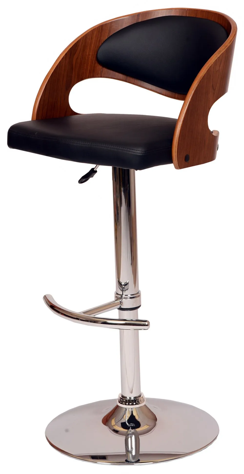 Malibu Black Walnut Swivel Adjustable Bar Stool