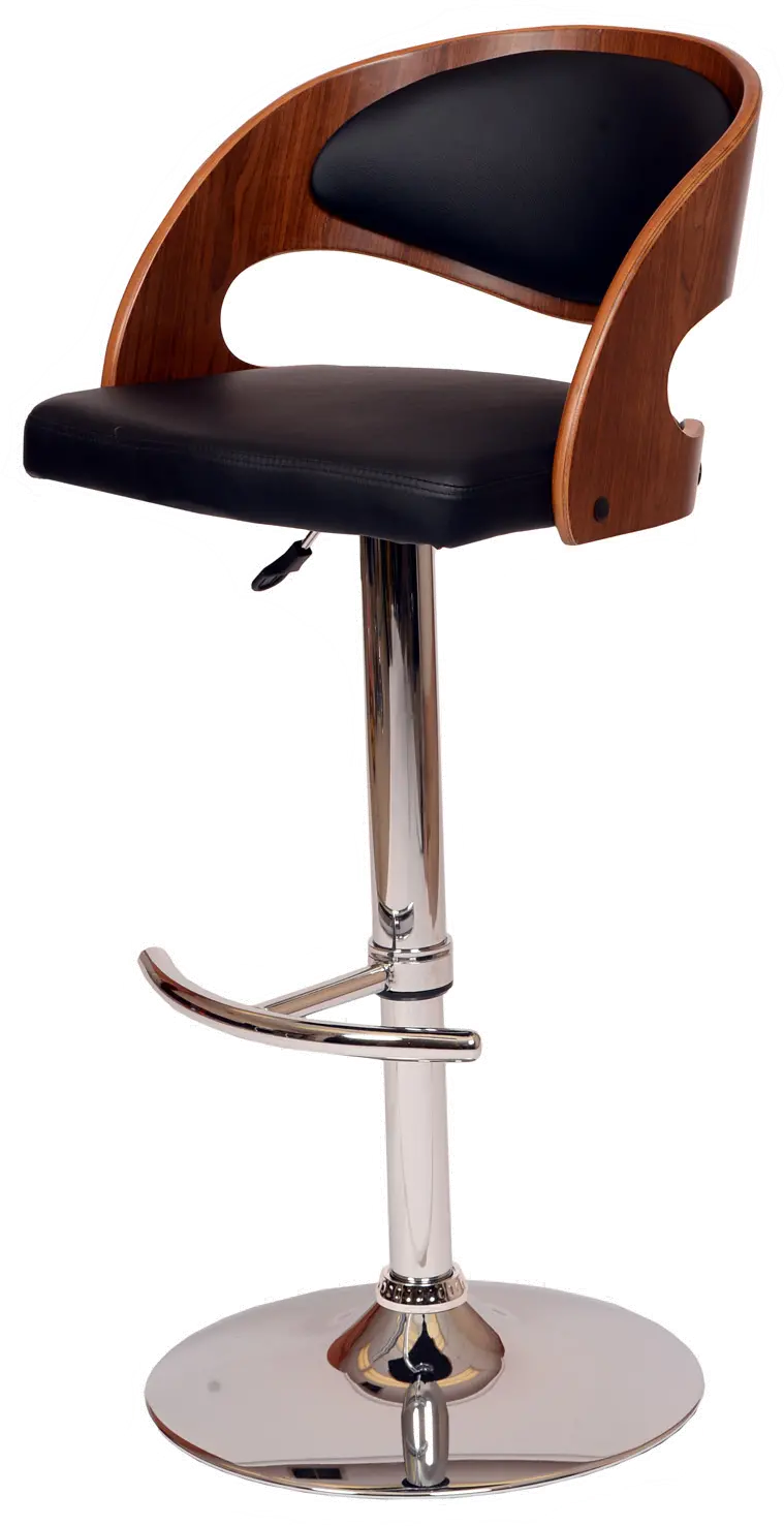 Malibu Black Walnut Swivel Adjustable Bar Stool