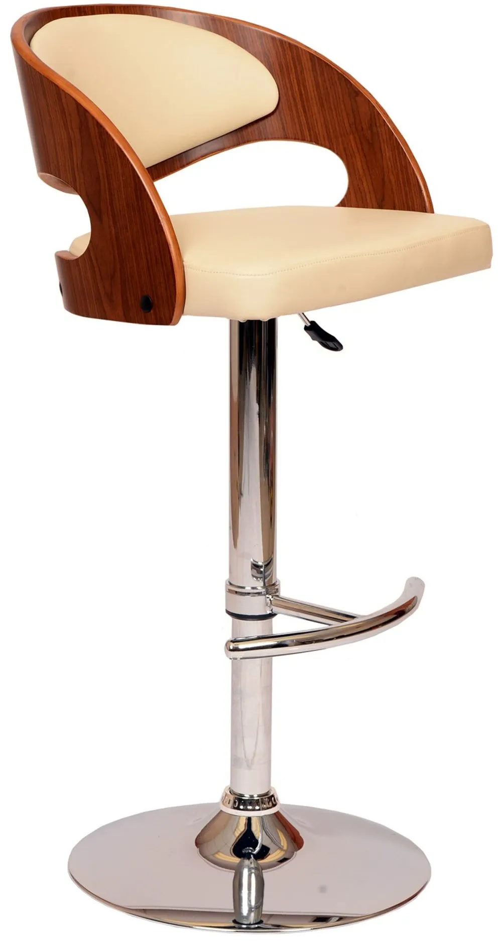 Malibu Cream Walnut Swivel Adjustable Bar Stool