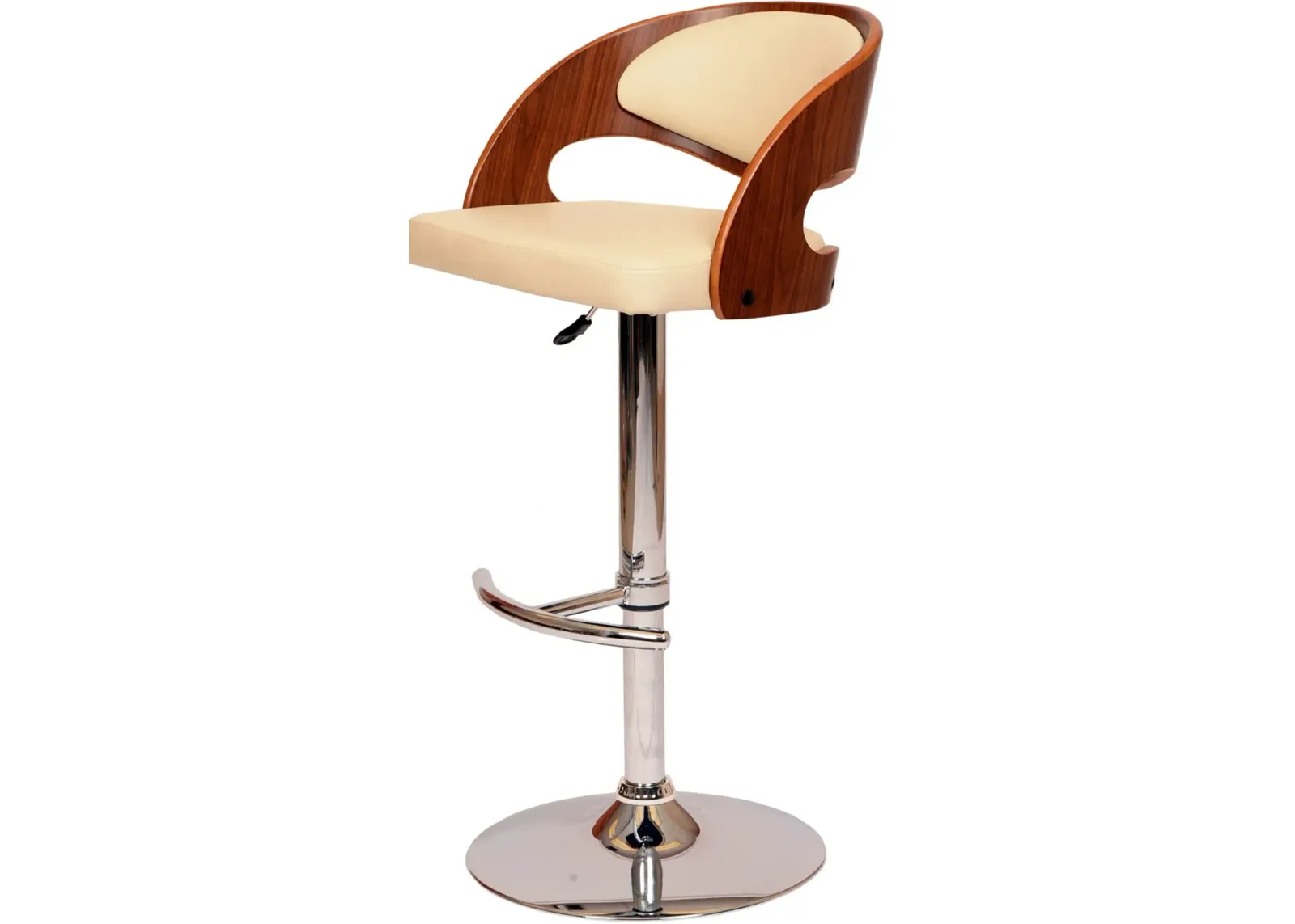 Malibu Cream Walnut Swivel Adjustable Bar Stool