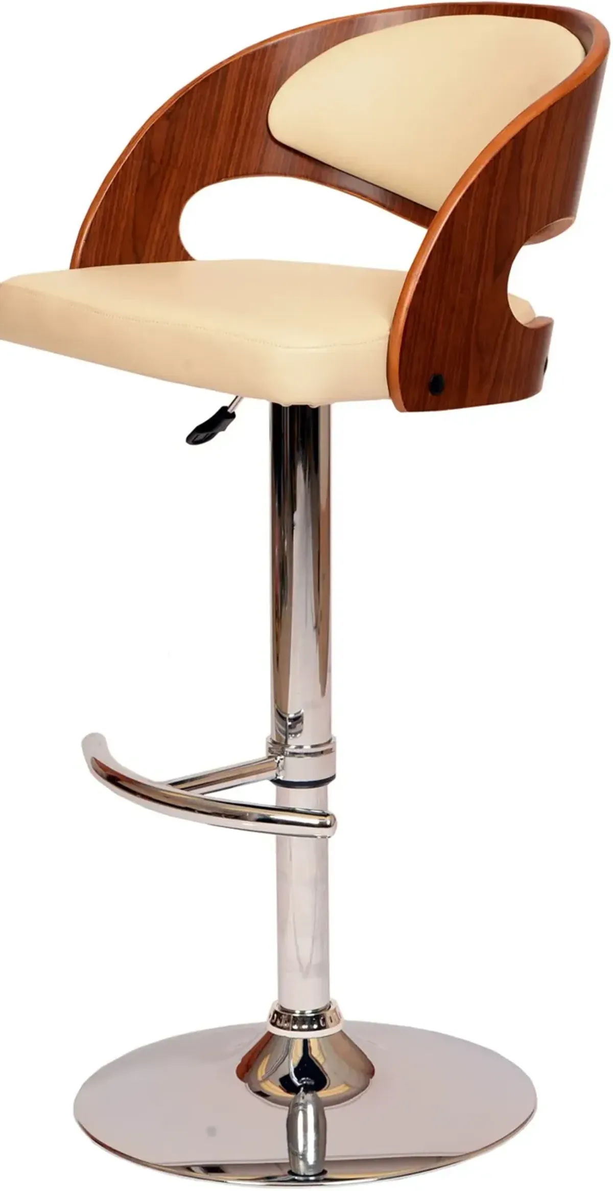 Malibu Cream Walnut Swivel Adjustable Bar Stool