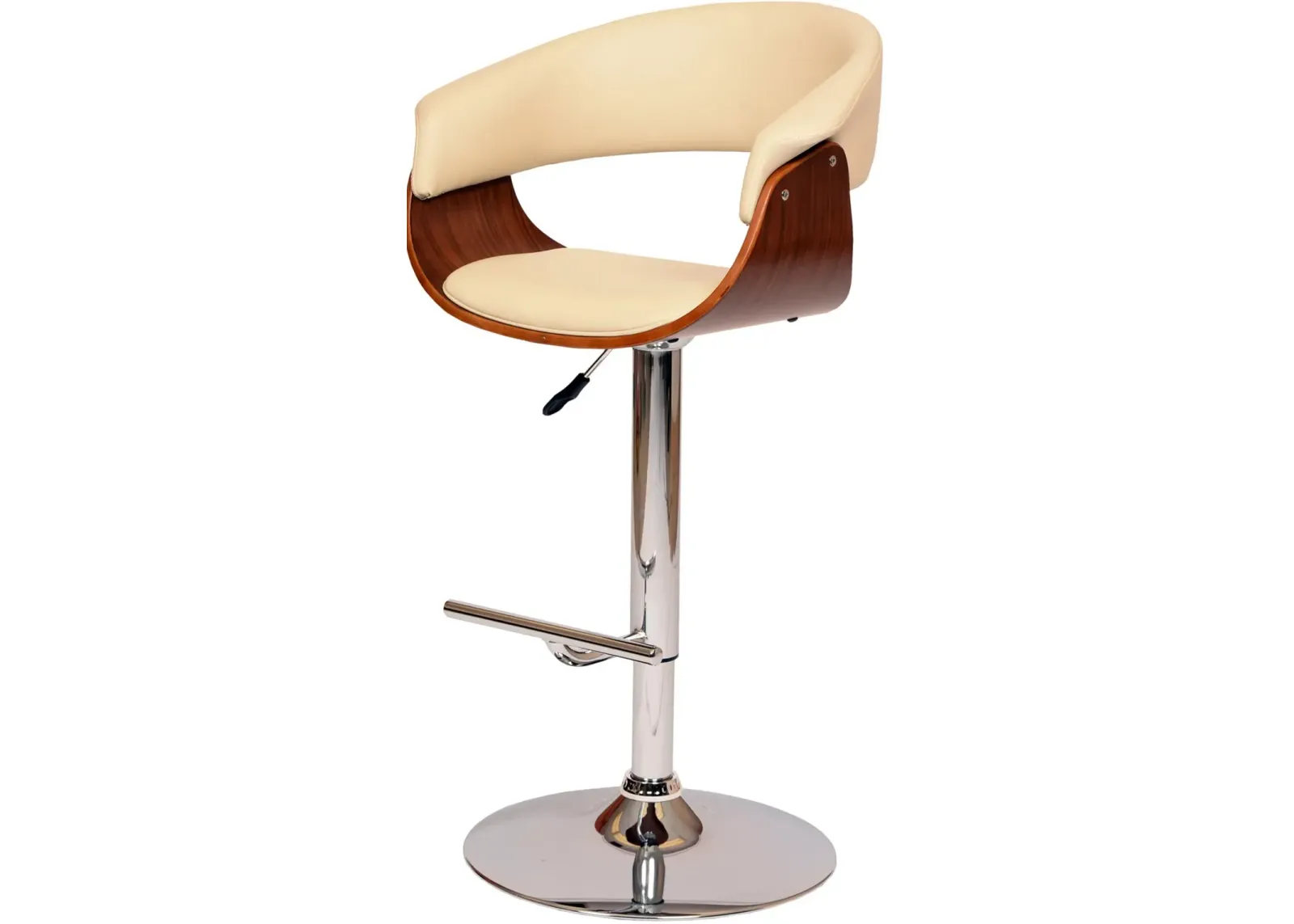 Paris Cream and Walnut Adjustable Swivel Bar Stool