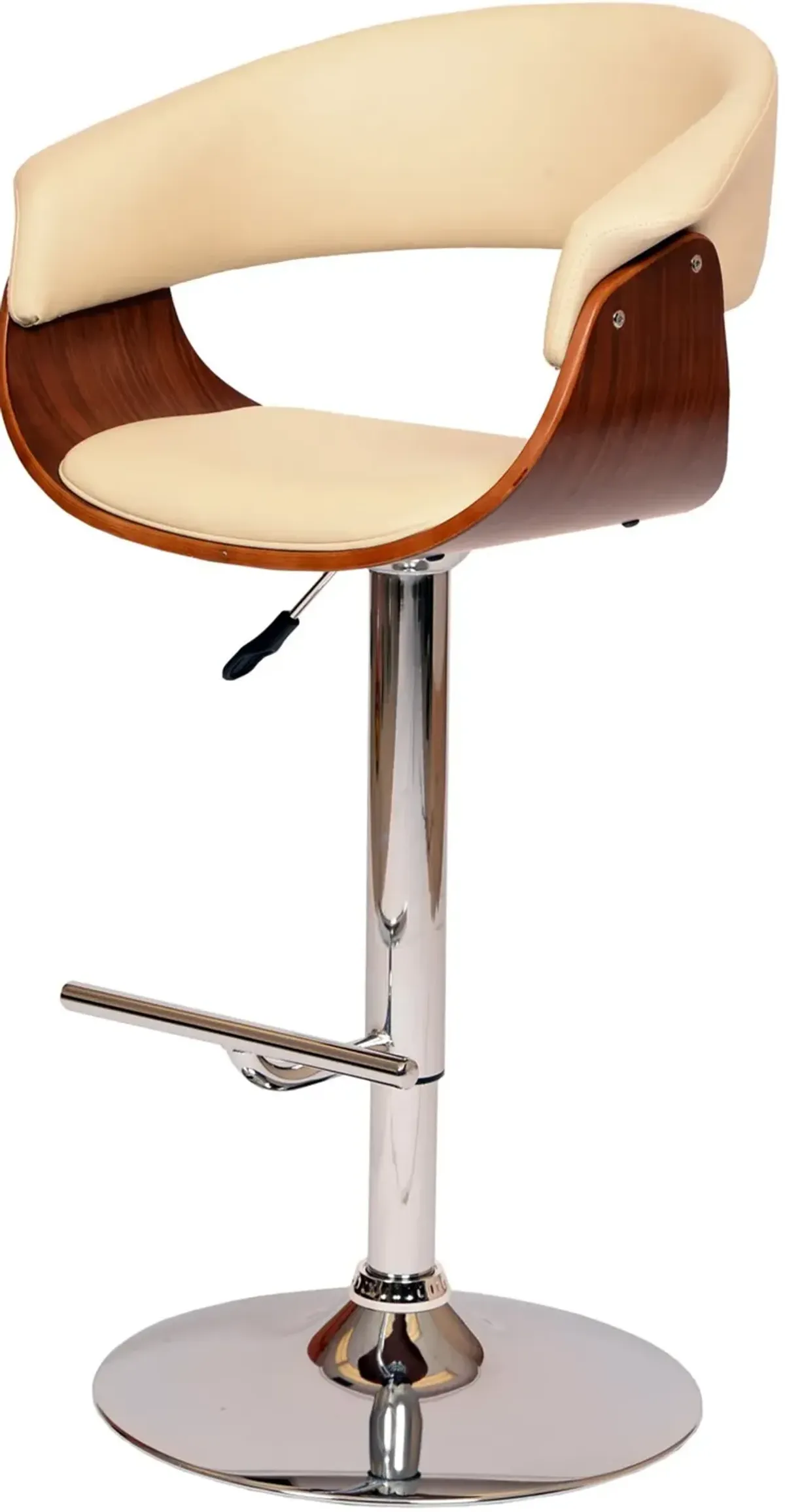 Paris Cream and Walnut Adjustable Swivel Bar Stool