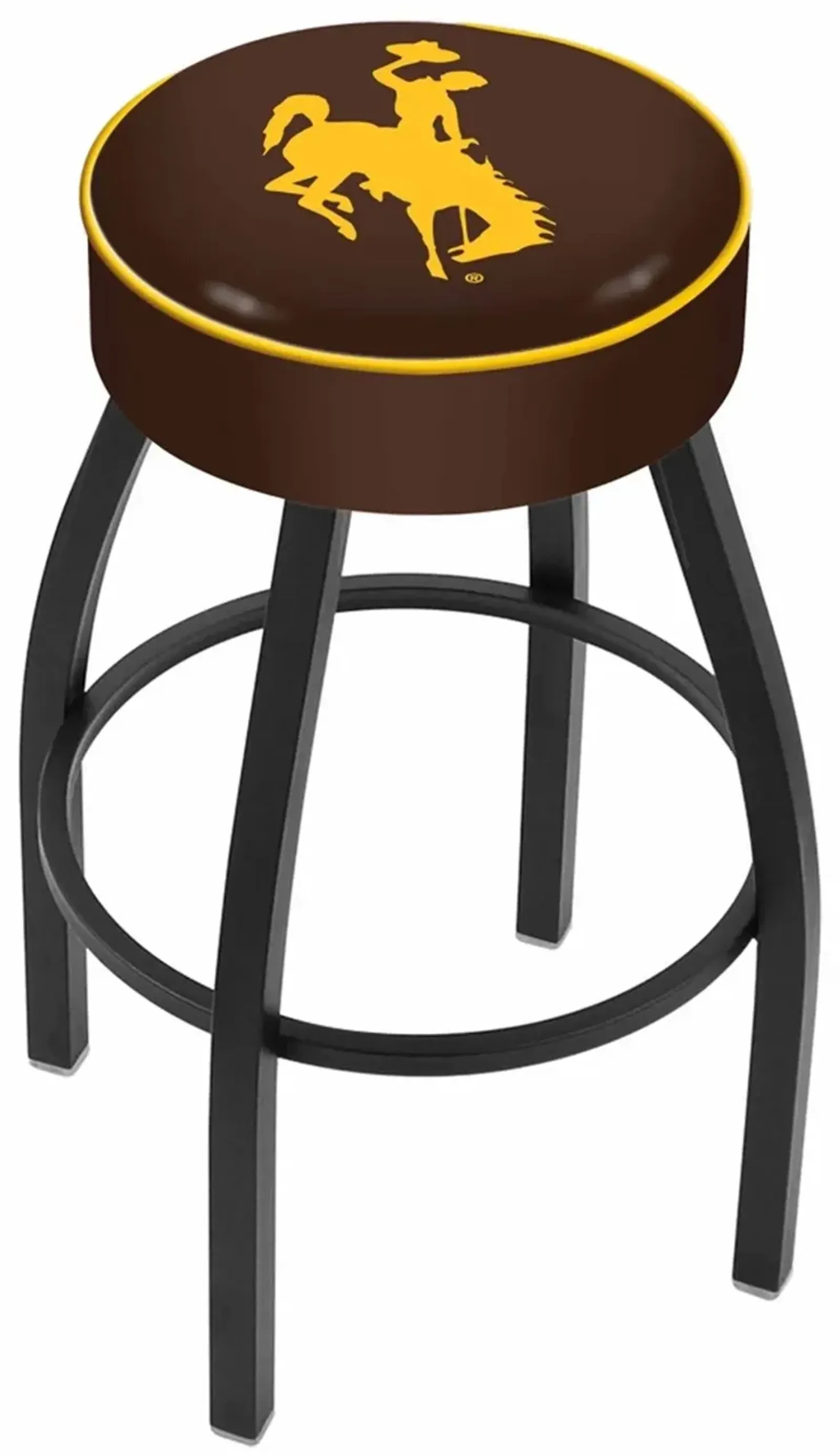 Black 25 Inch Cushion Swivel Counter Stool - University of Wyoming