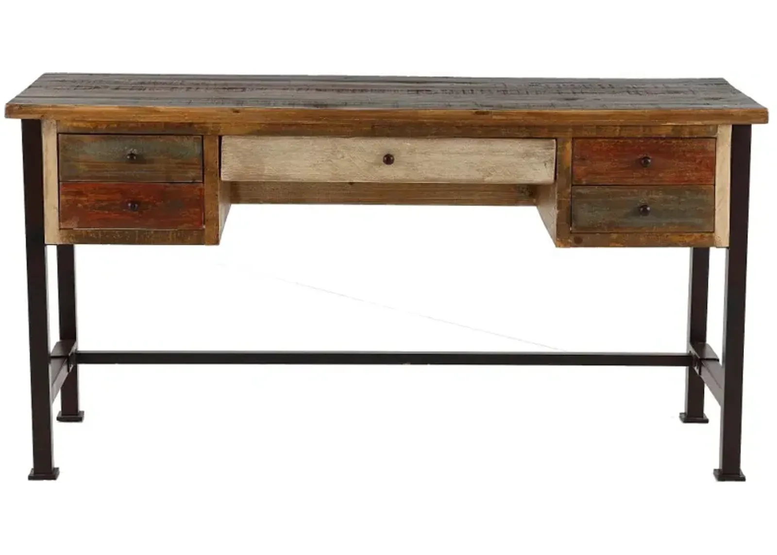 Antique Distressed Multi-colored Office Desk