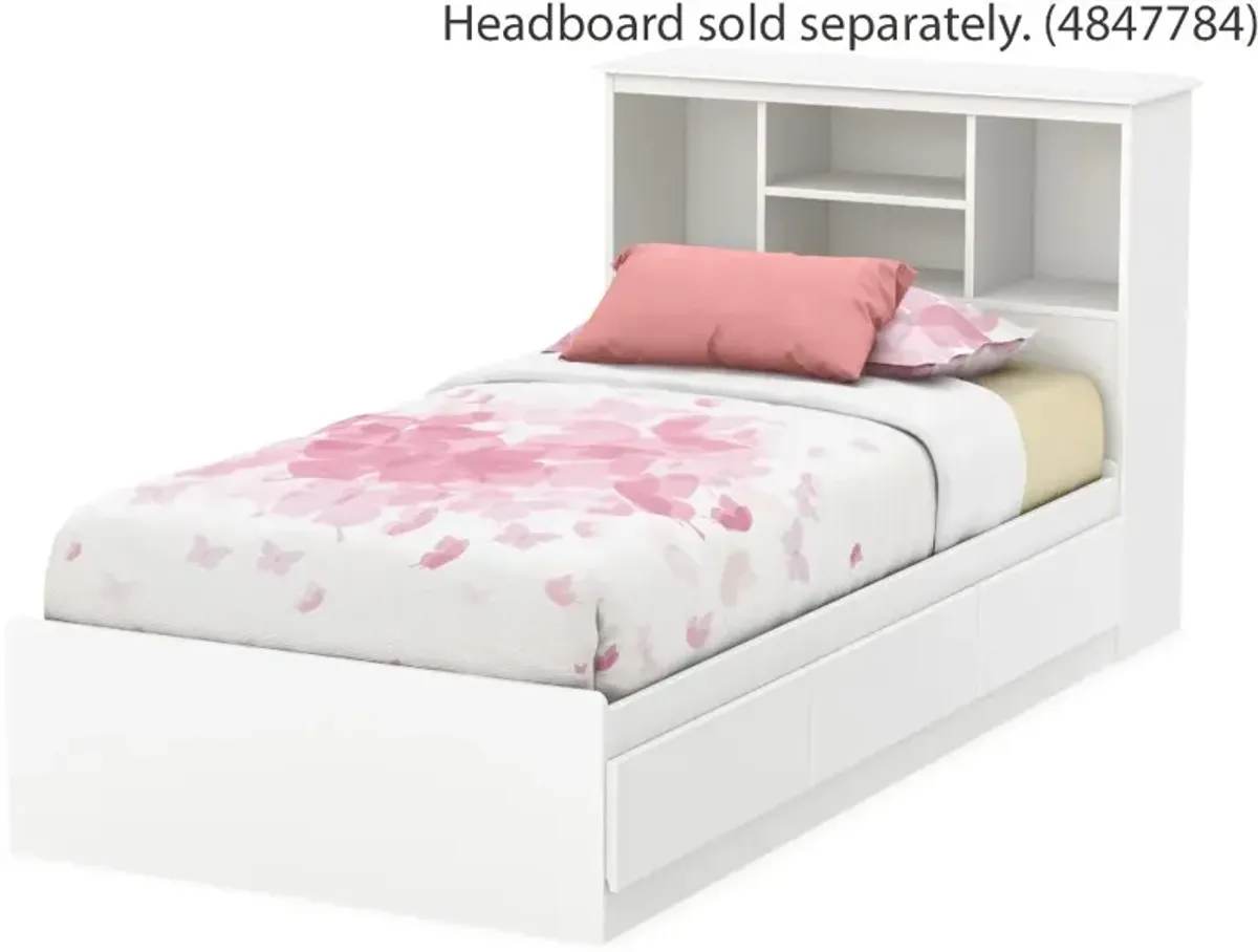 White Twin Mates Bed with 3 Drawers (39 Inch) - South Shore