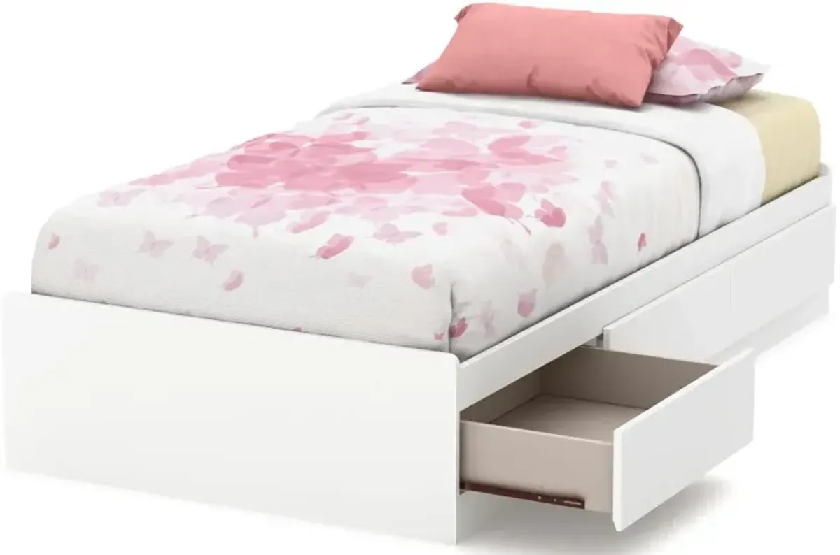 White Twin Mates Bed with 3 Drawers (39 Inch) - South Shore