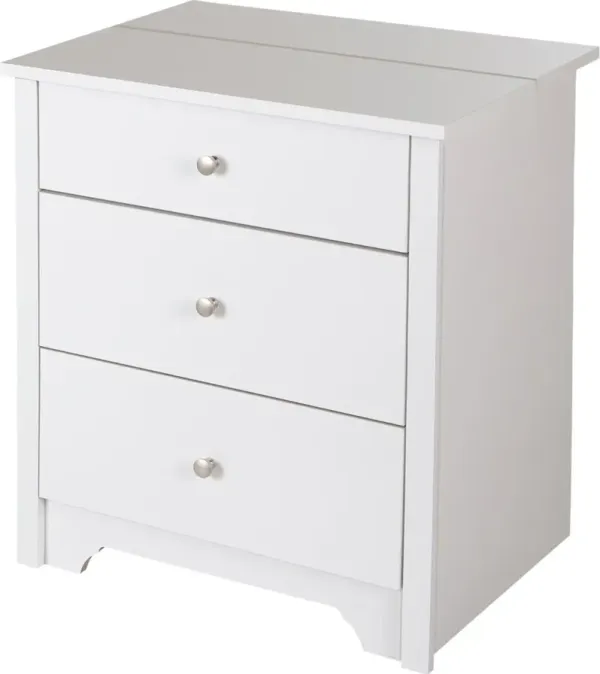 Vito White Nightstand with Charging Station and Drawers - South Shore
