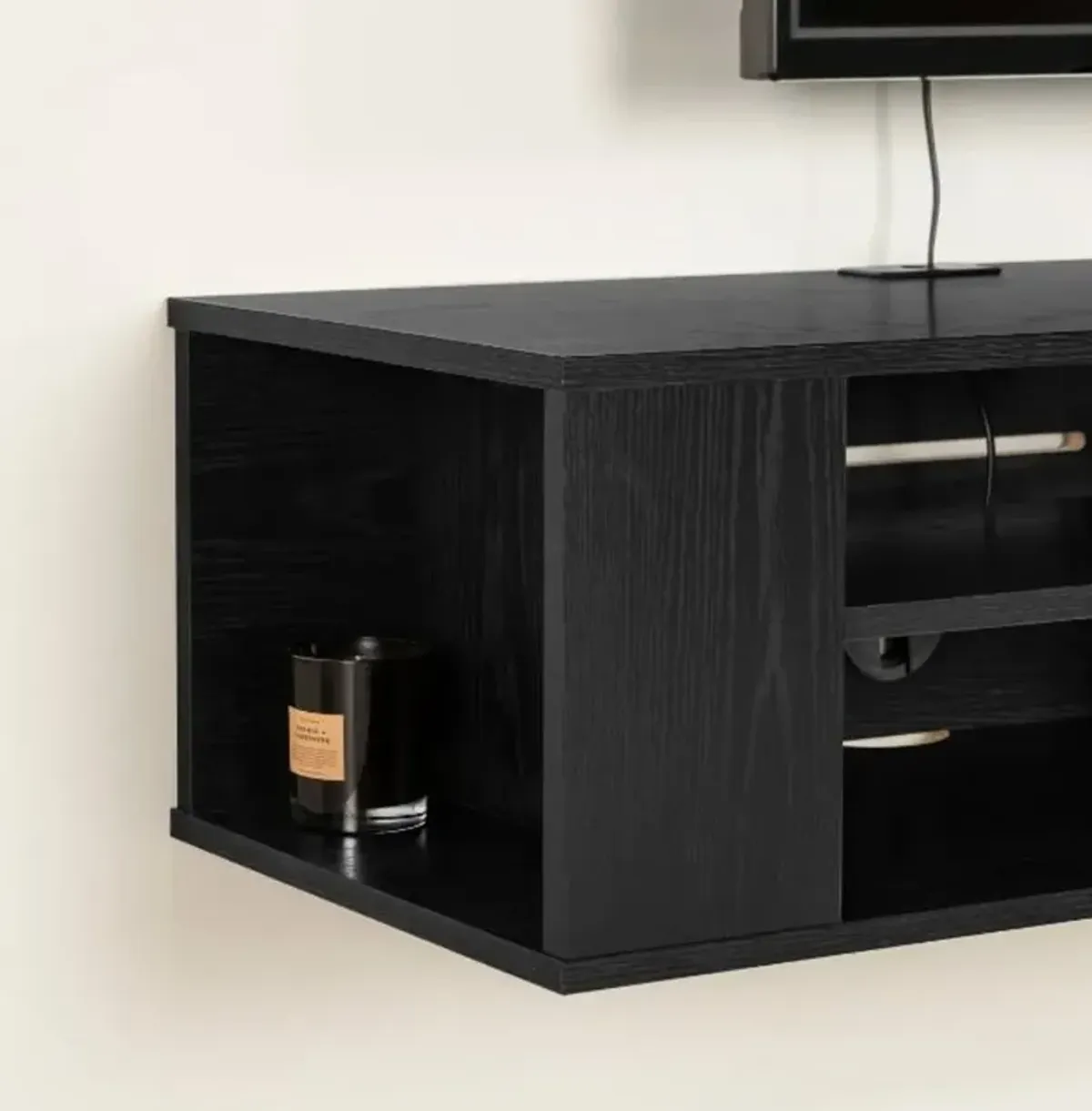 City Lights Black Oak Wall-Mounted Media Console (66 Inch) - South...