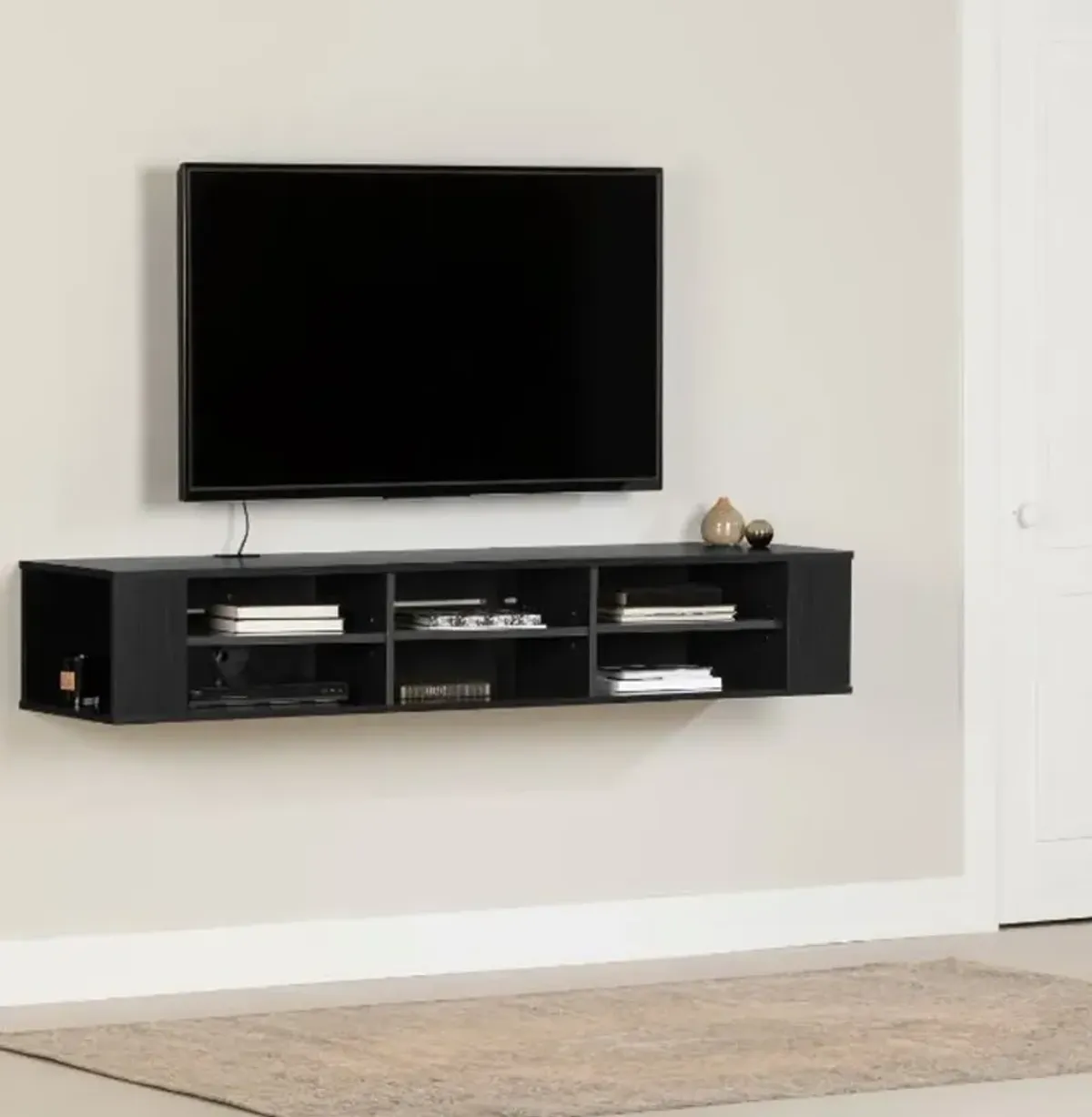 City Lights Black Oak Wall-Mounted Media Console (66 Inch) - South...