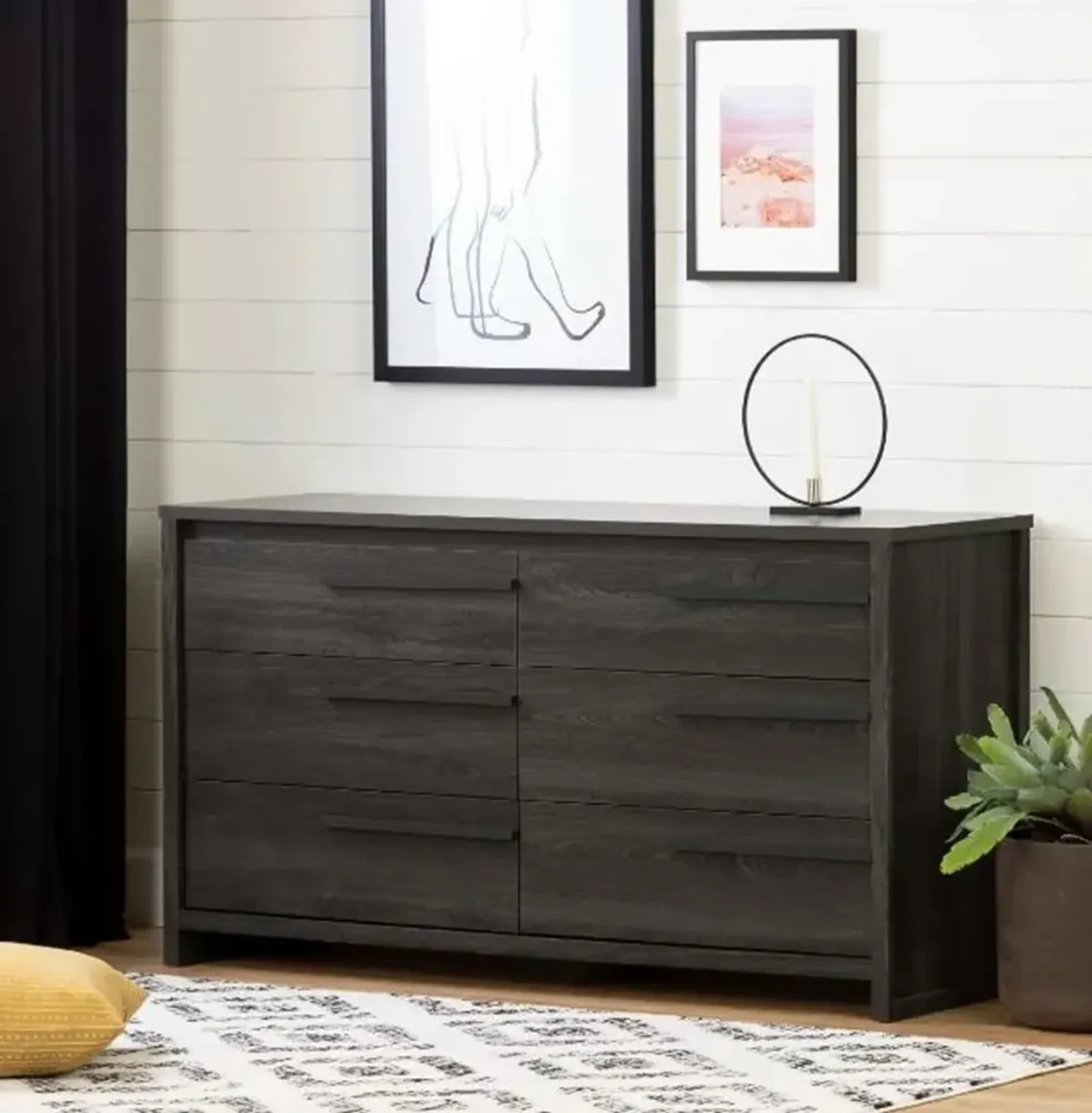 Tao Gray Oak 6-Drawer Double Dresser - South Shore