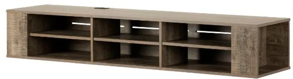 City Life Weathered Oak 66 Inch Wall Mounted Media Console - South...