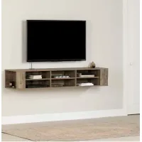 City Life Weathered Oak 66 Inch Wall Mounted Media Console - South...