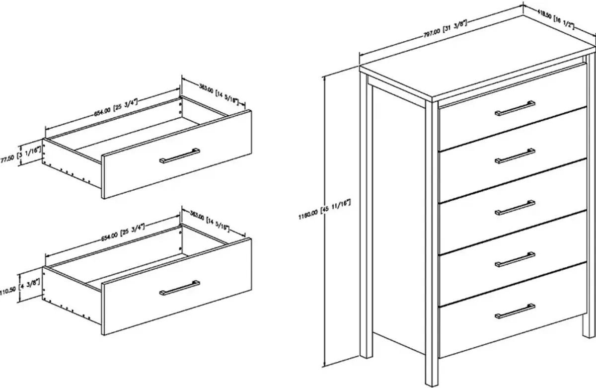 Gravity Gray Maple 5-Drawer Chest - South Shore