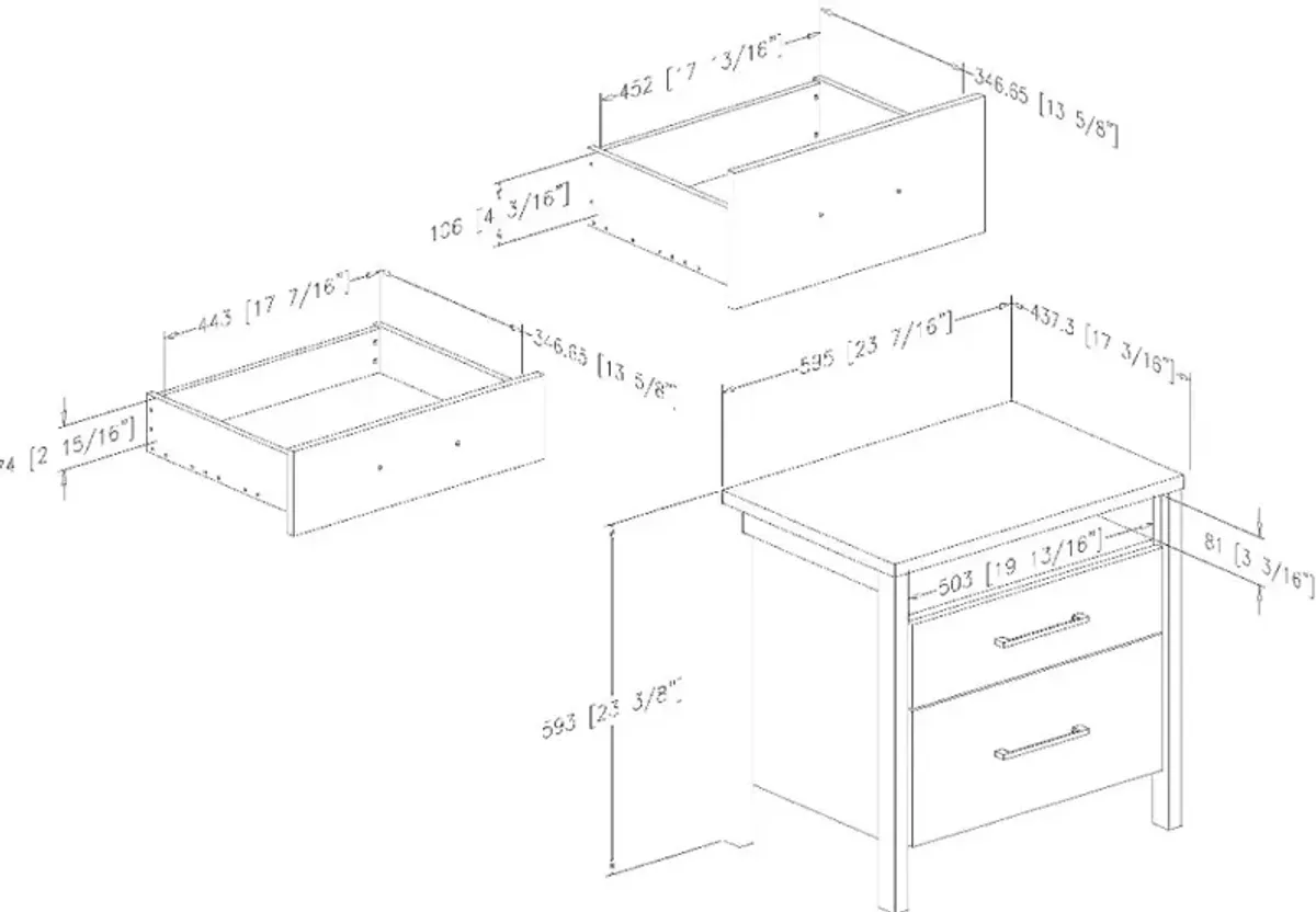 Gravity Gray Maple 2-Drawer Nightstand - South Shore