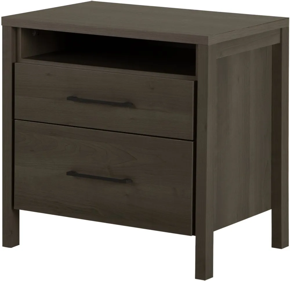 Gravity Gray Maple 2-Drawer Nightstand - South Shore