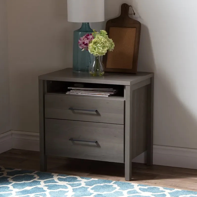 Gravity Gray Maple 2-Drawer Nightstand - South Shore