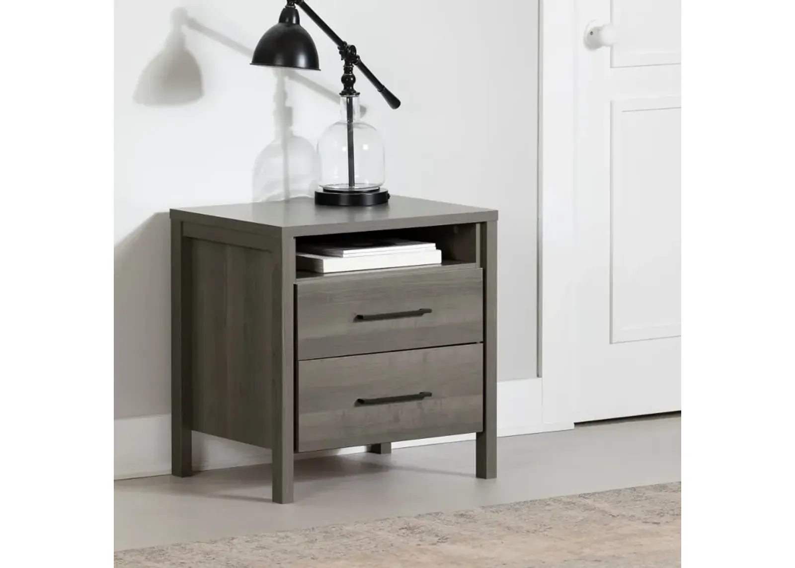 Gravity Gray Maple 2-Drawer Nightstand - South Shore