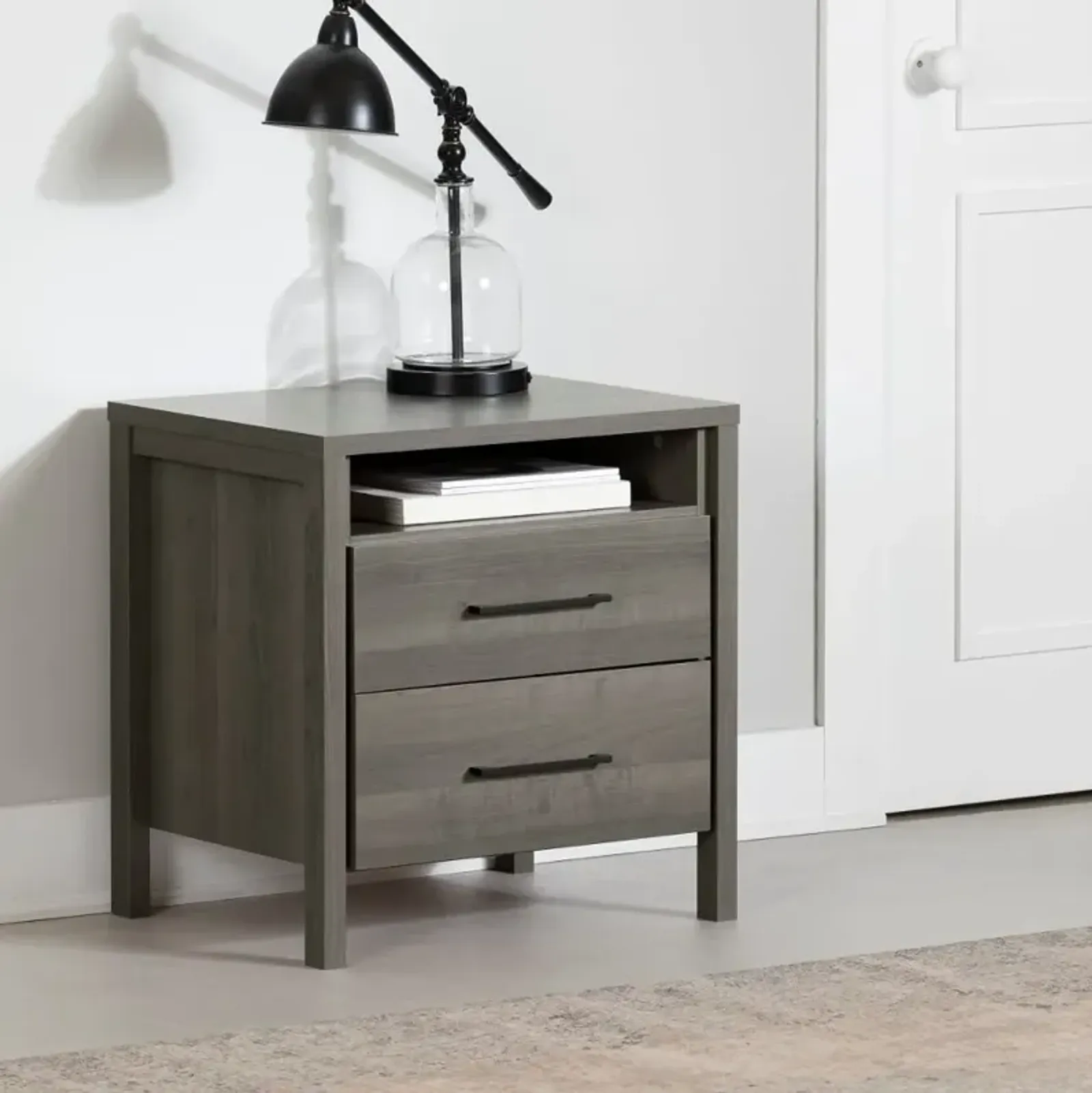 Gravity Gray Maple 2-Drawer Nightstand - South Shore