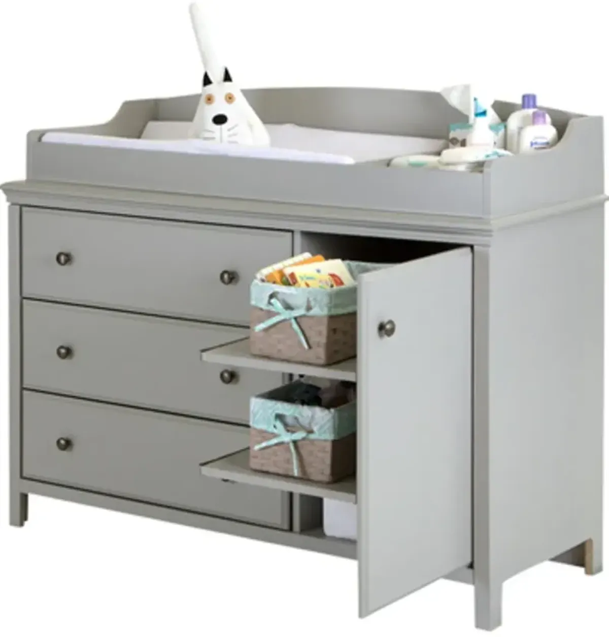 Cotton Candy Gray Changing Table with Removable Changing Station -...