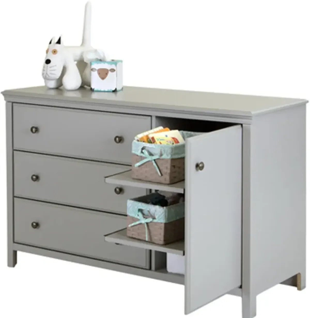 Cotton Candy Gray Changing Table with Removable Changing Station -...