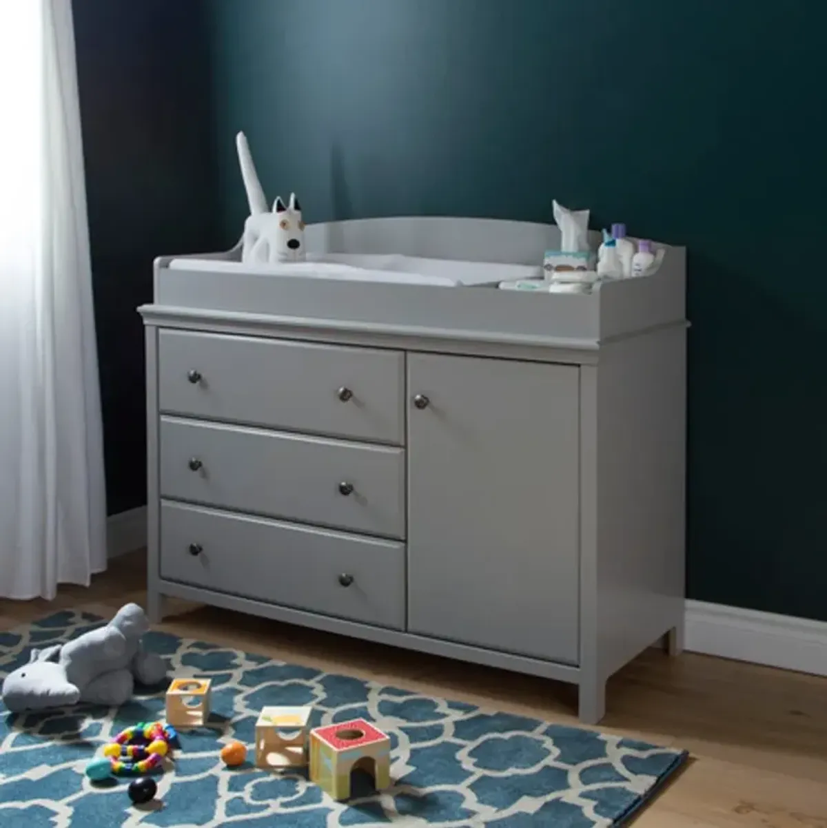 Cotton Candy Gray Changing Table with Removable Changing Station - South Shore