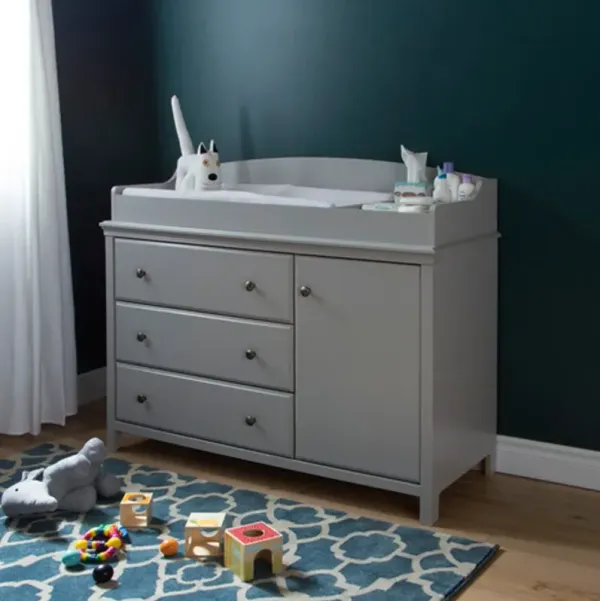 Cotton Candy Gray Changing Table with Removable Changing Station - South Shore