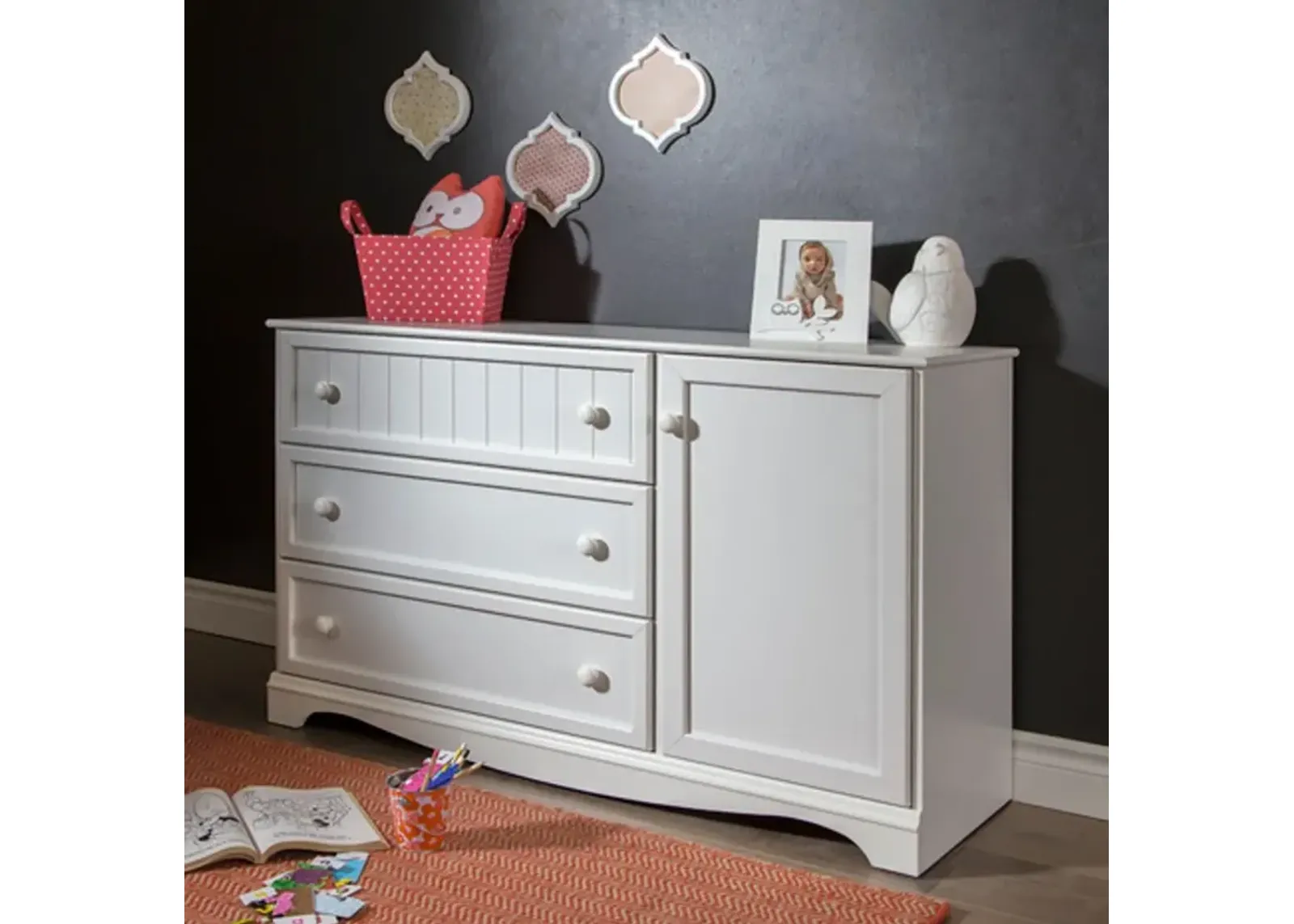 Savannah White 3-Drawer Dresser with Door - South Shore