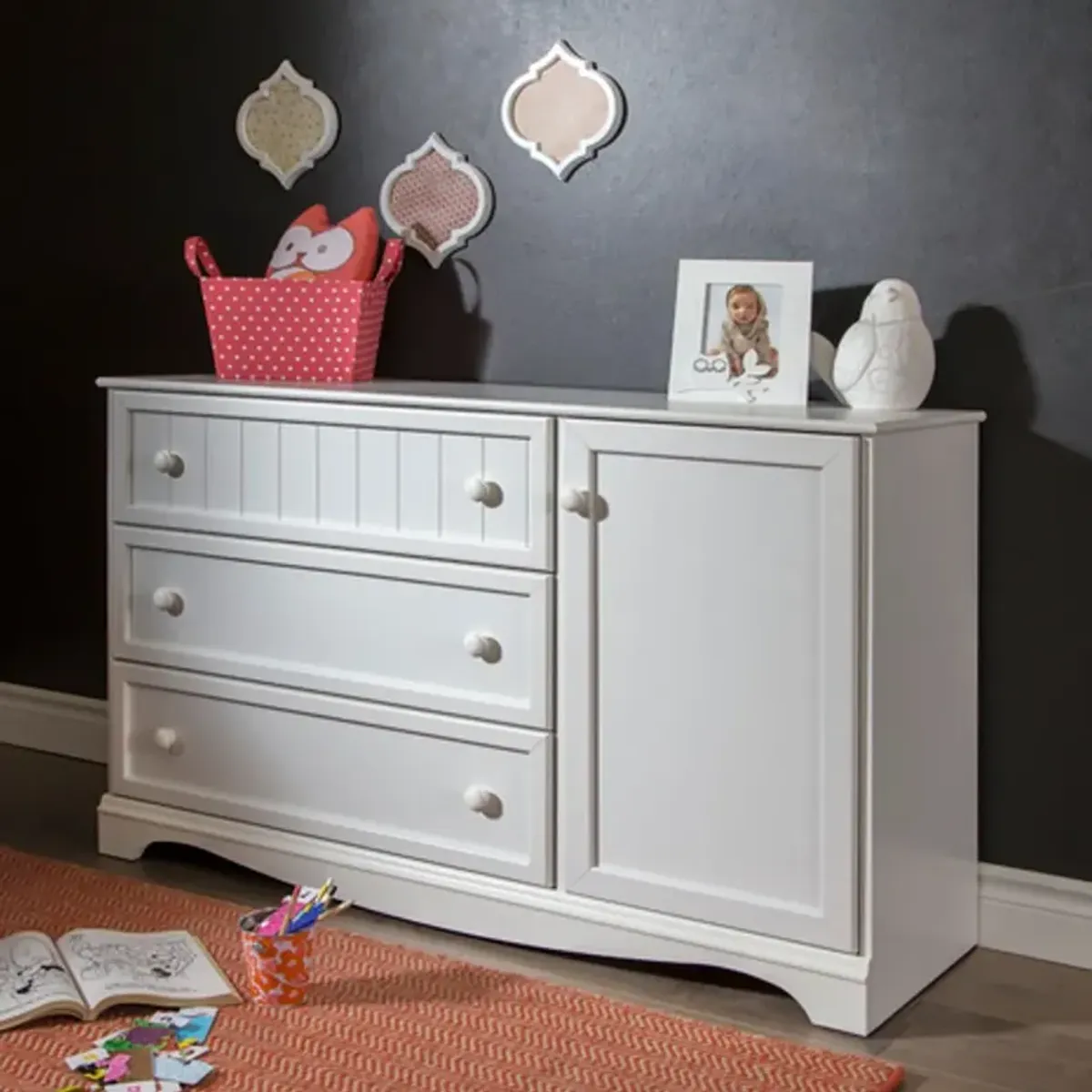 Savannah White 3-Drawer Dresser with Door - South Shore