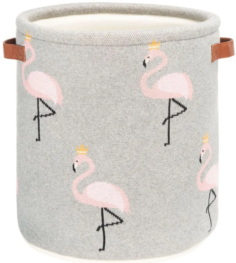 Flora Flamingo Basket in Gray by Safavieh