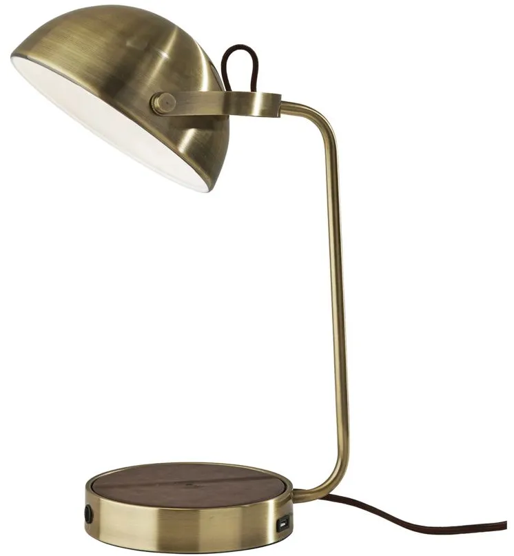 Brooks Wireless Charging Desk Lamp in Antique Brass by Adesso Inc