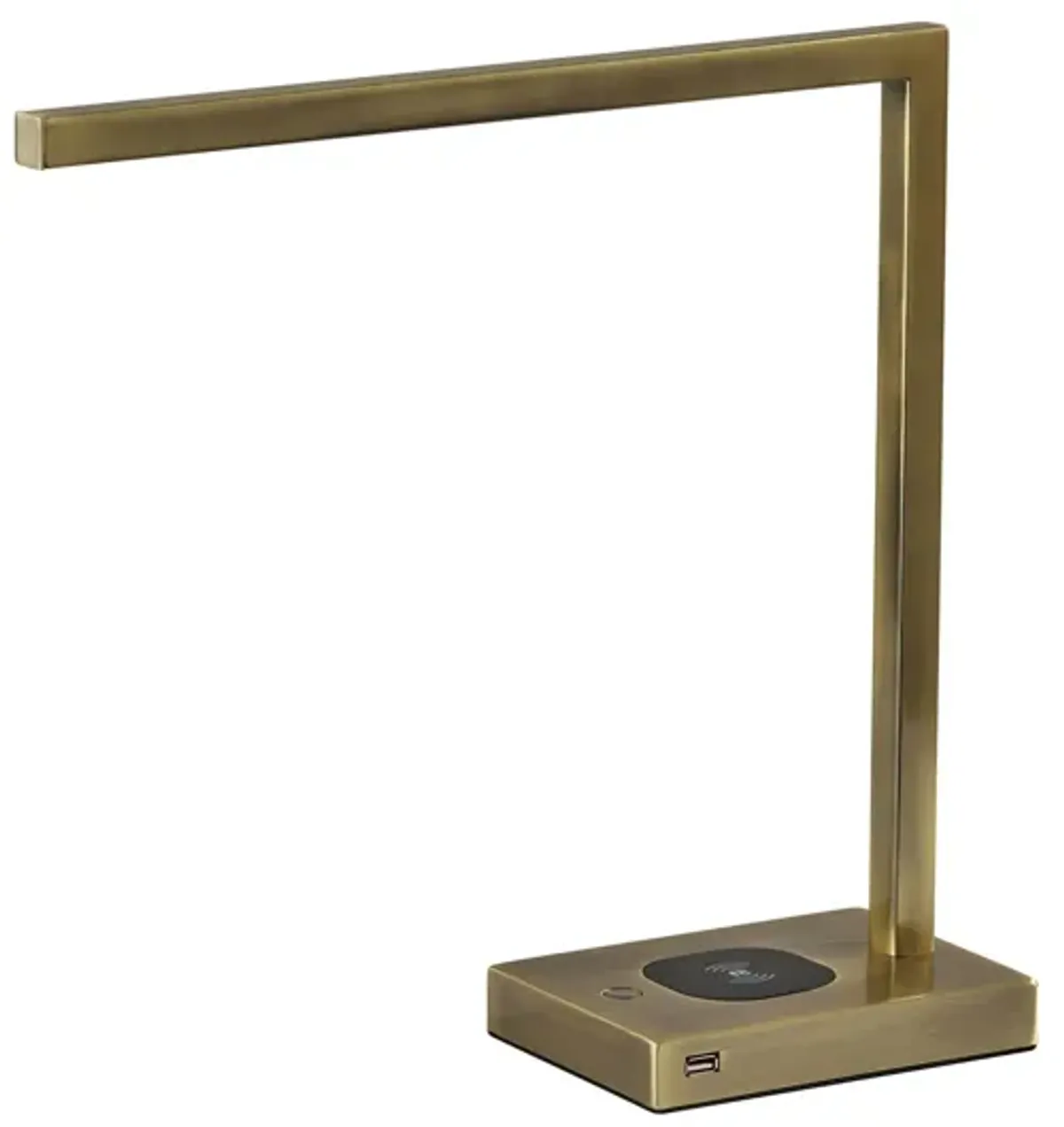 Aidan Wireless Charging LED Desk Lamp in Antique Brass by Adesso Inc