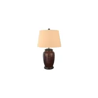 Murakami Table Lamp in Dark Red and Brown by L&B Home Decor Inc