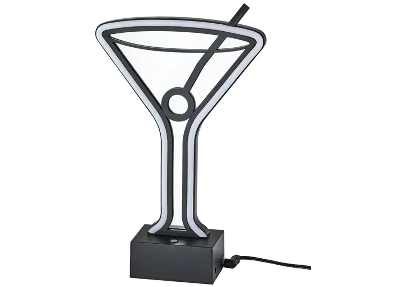 Infinity Neon Martini Glass Table/Wall Lamp in Black by Adesso Inc